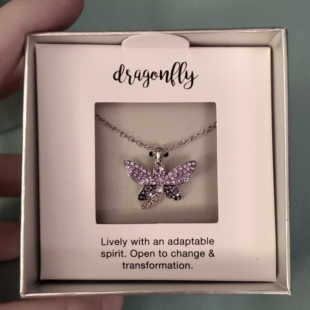 Dragonfly rhinestone necklace‎ in gift box